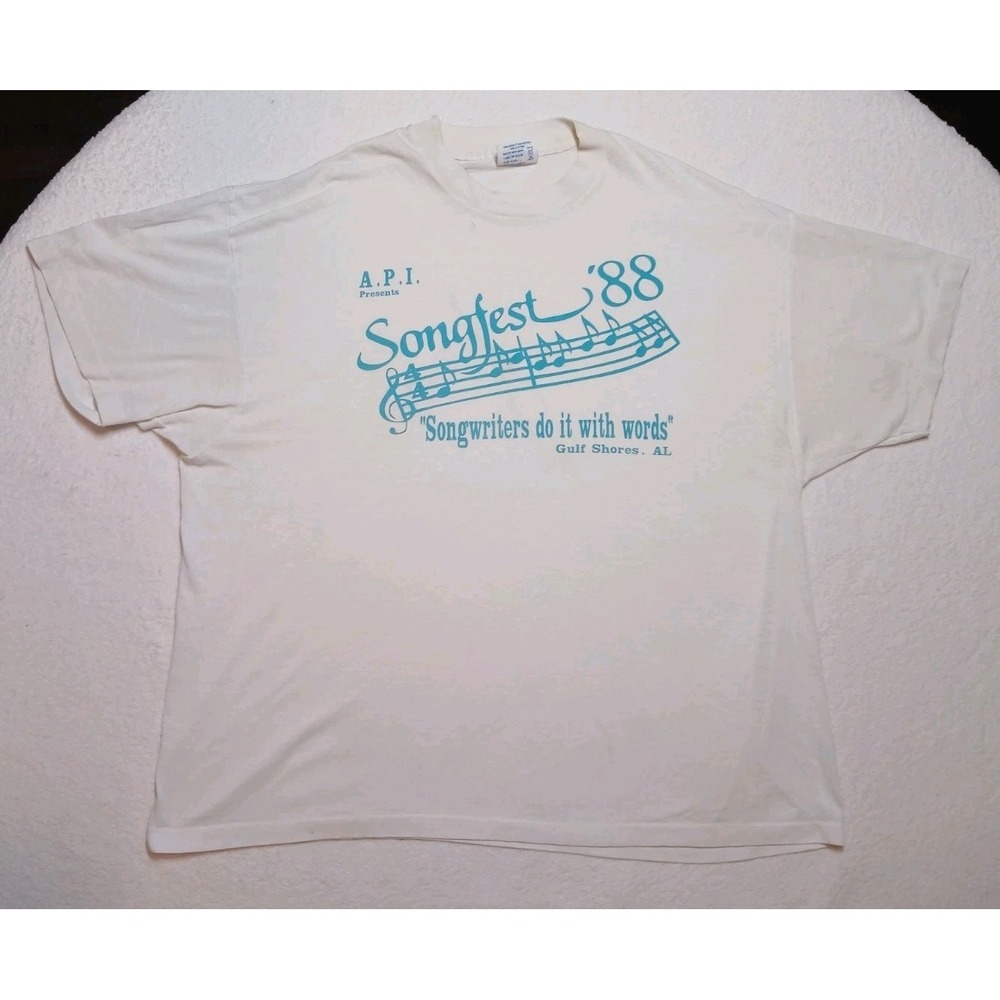 Vintage 1988 Songfest T Shirt XXL Single Stitch Tee Jays Gulf Shores AL Music